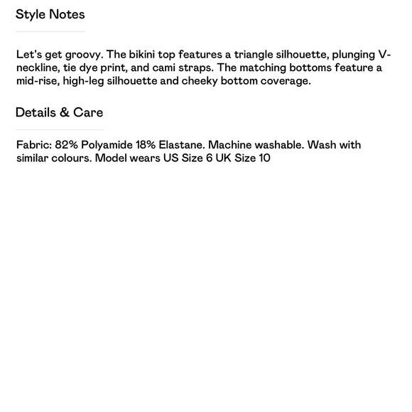 NWT!! Tie Dye Triangle Bikini Set - Picture 5 of 9